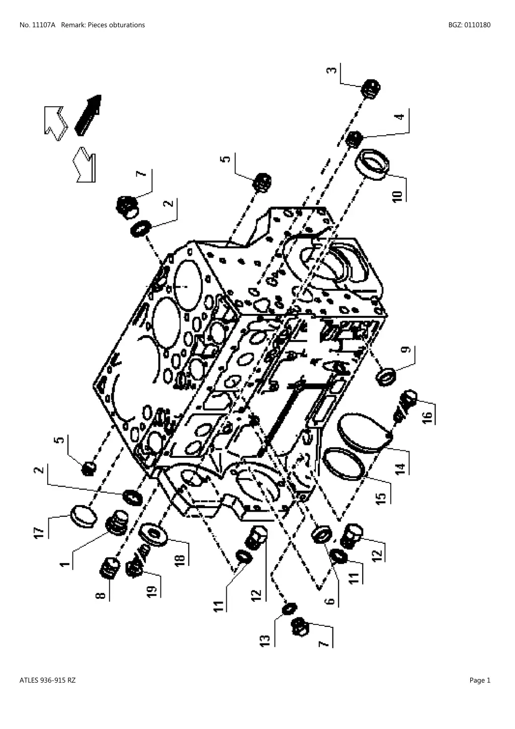 no 11107a remark pieces obturations