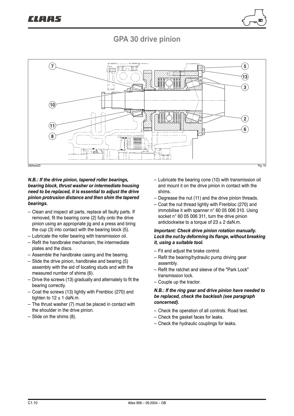 gpa 30 drive pinion 3