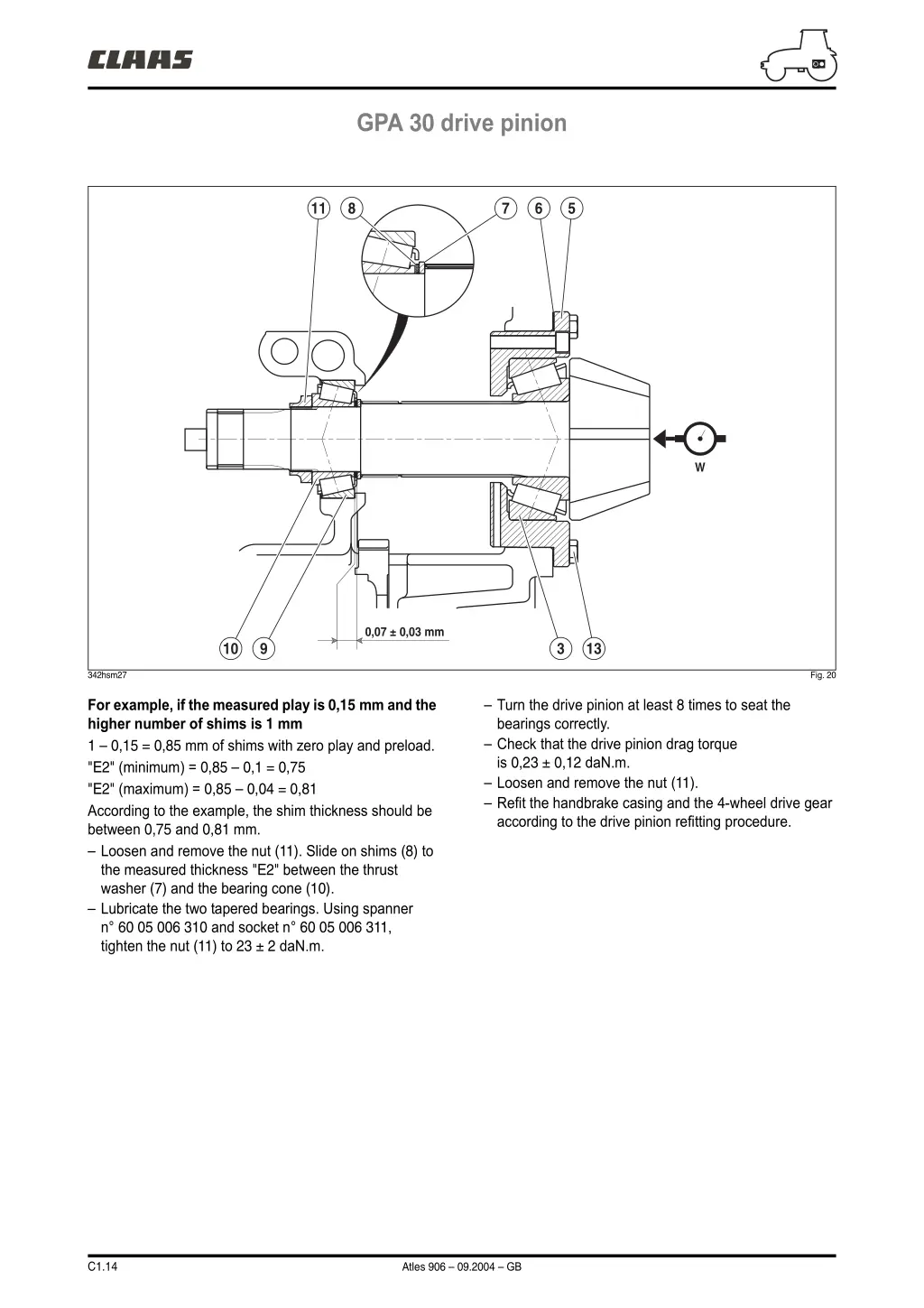 gpa 30 drive pinion 7