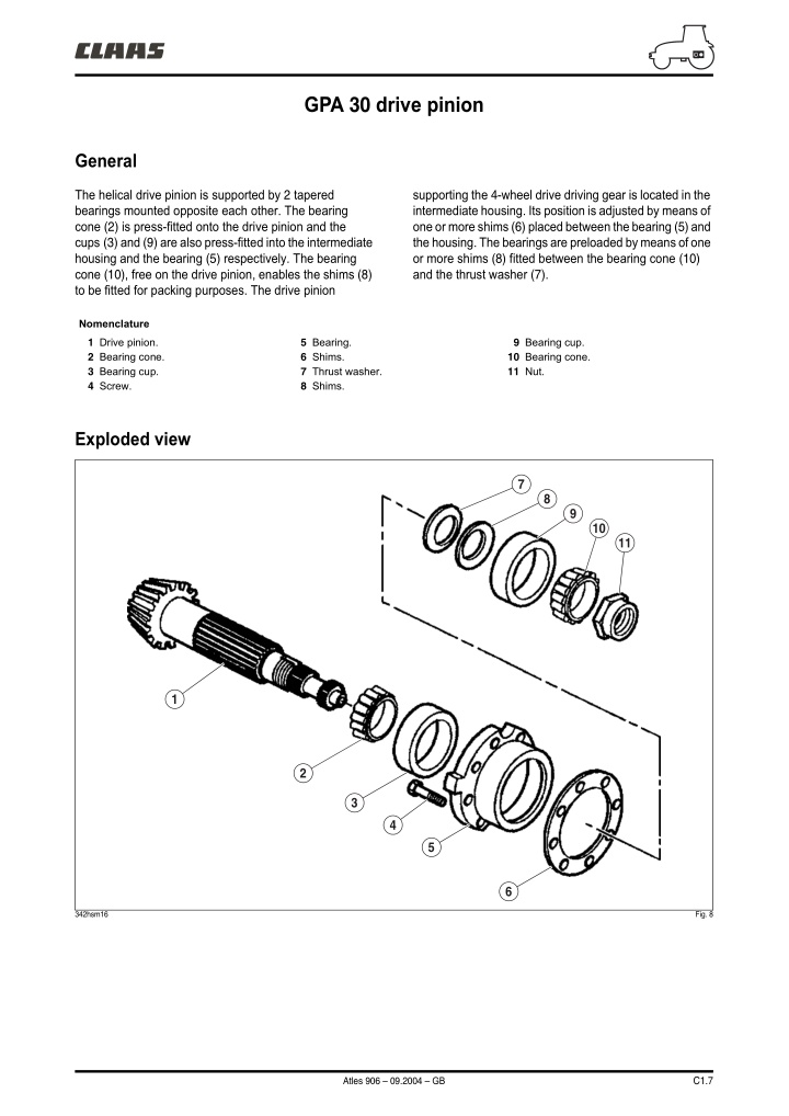 gpa 30 drive pinion