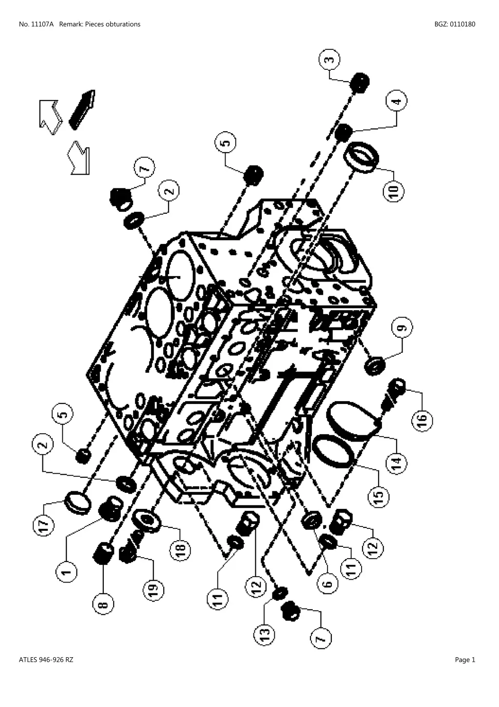 no 11107a remark pieces obturations