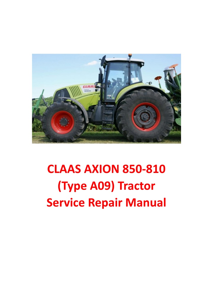 claas axion 850 810 type a09 tractor service