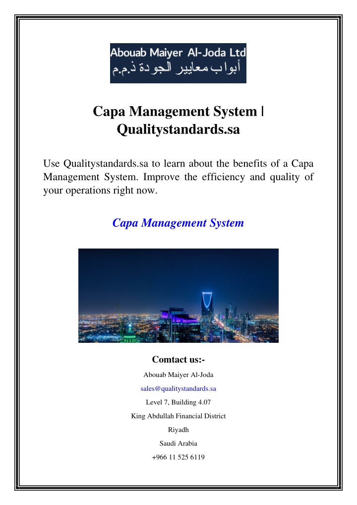 capa management system qualitystandards sa