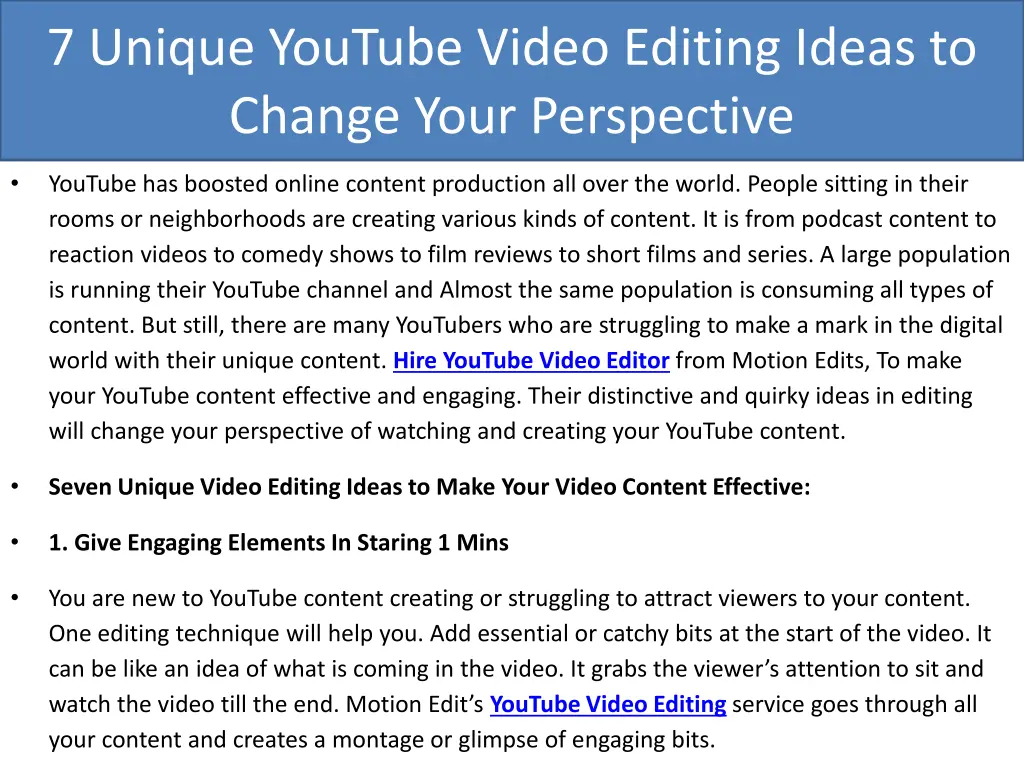 7 unique youtube video editing ideas to change 1