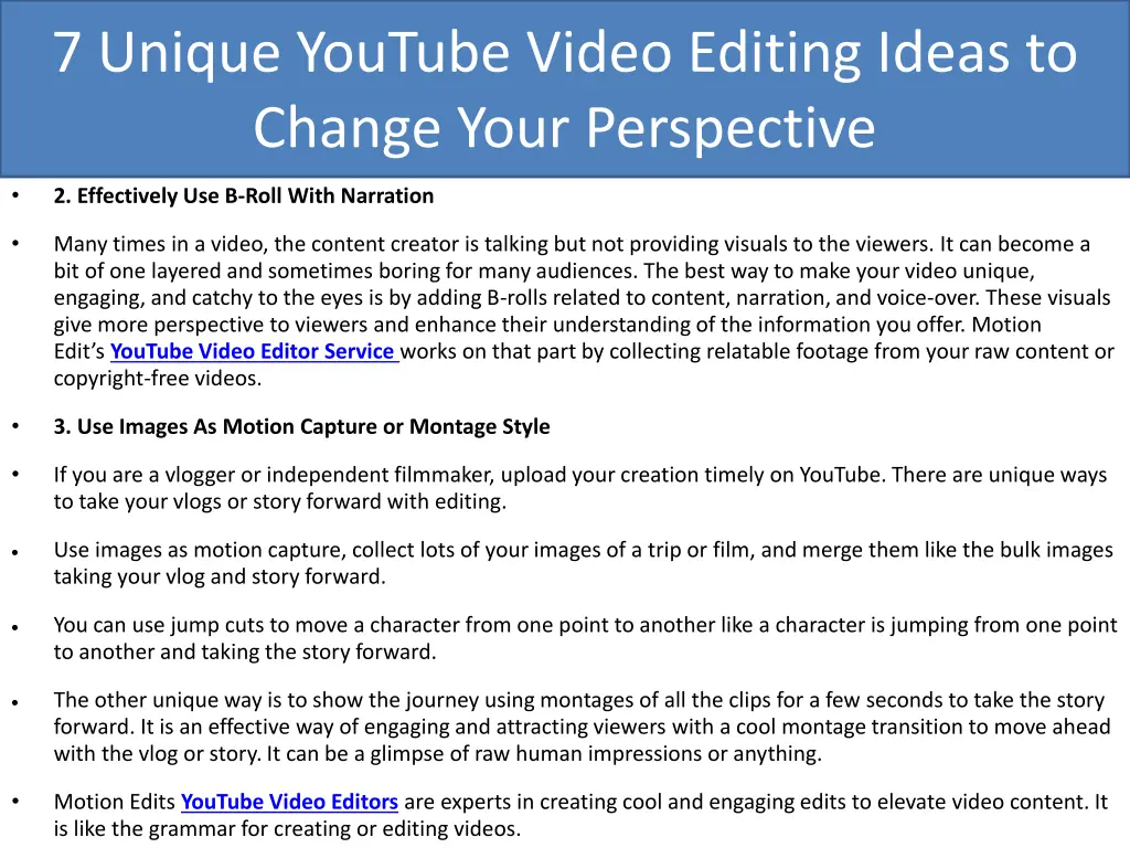 7 unique youtube video editing ideas to change 2