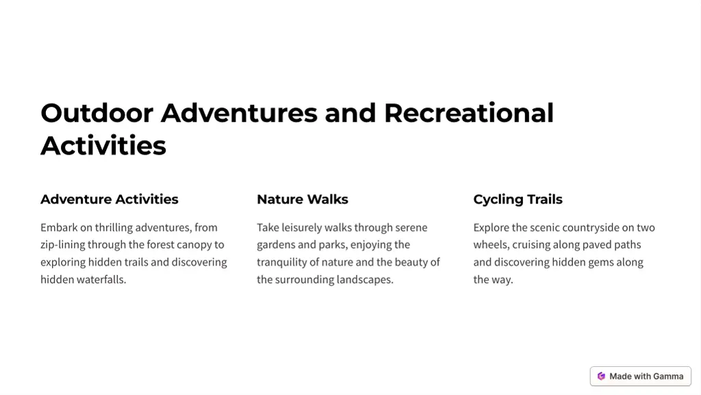 outdoor adventures and recreational activities