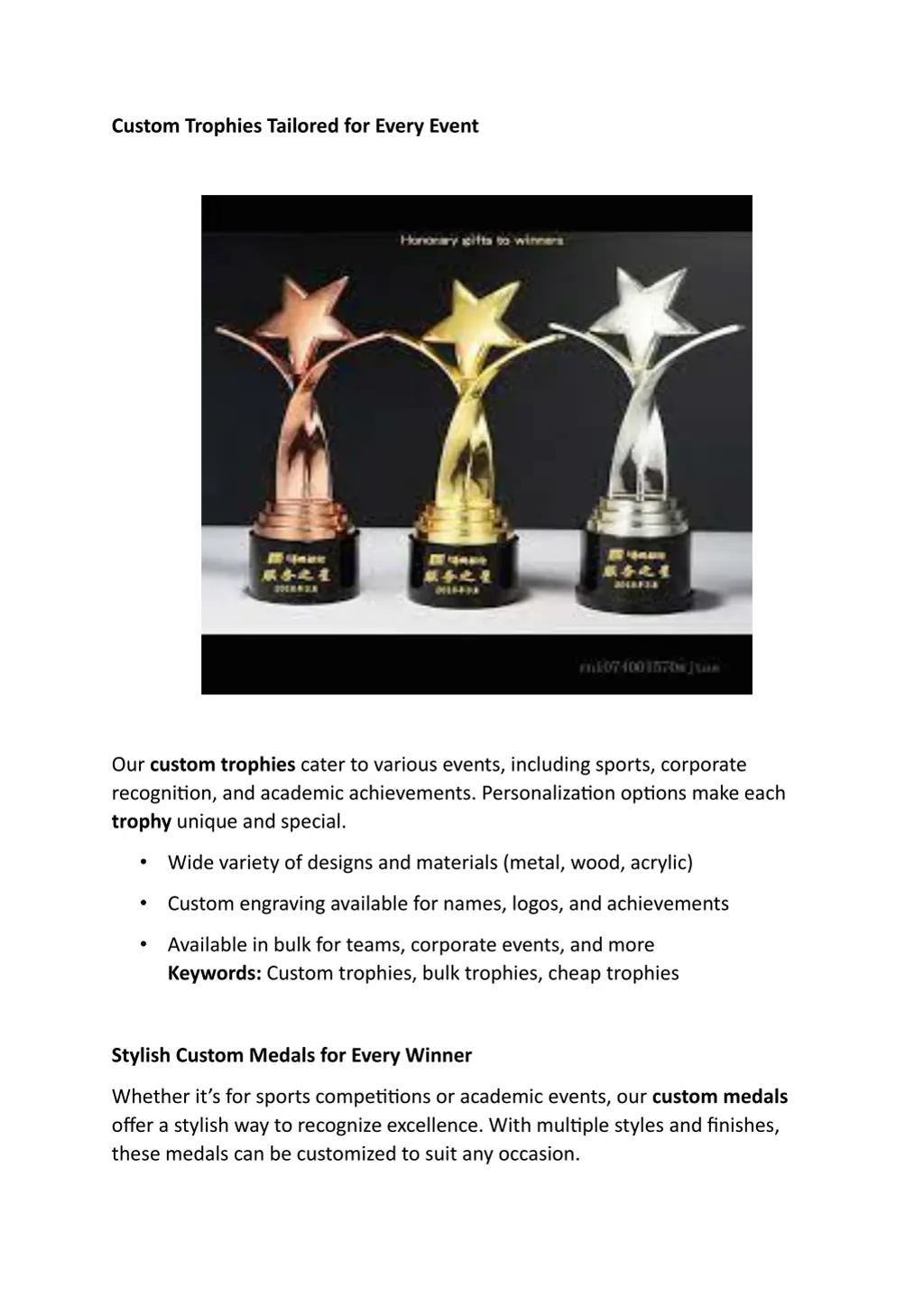 custom trophies tailored for every event