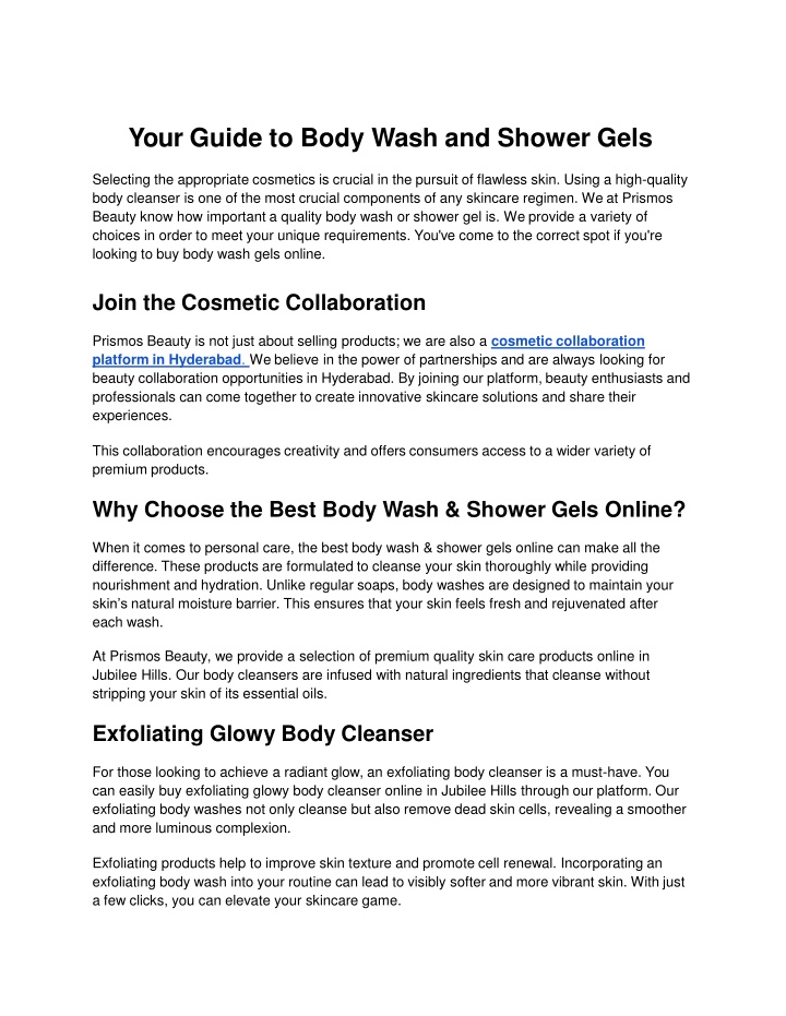 your guide to body wash and shower gels