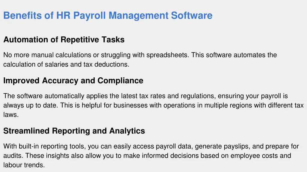 benefits of hr payroll management software