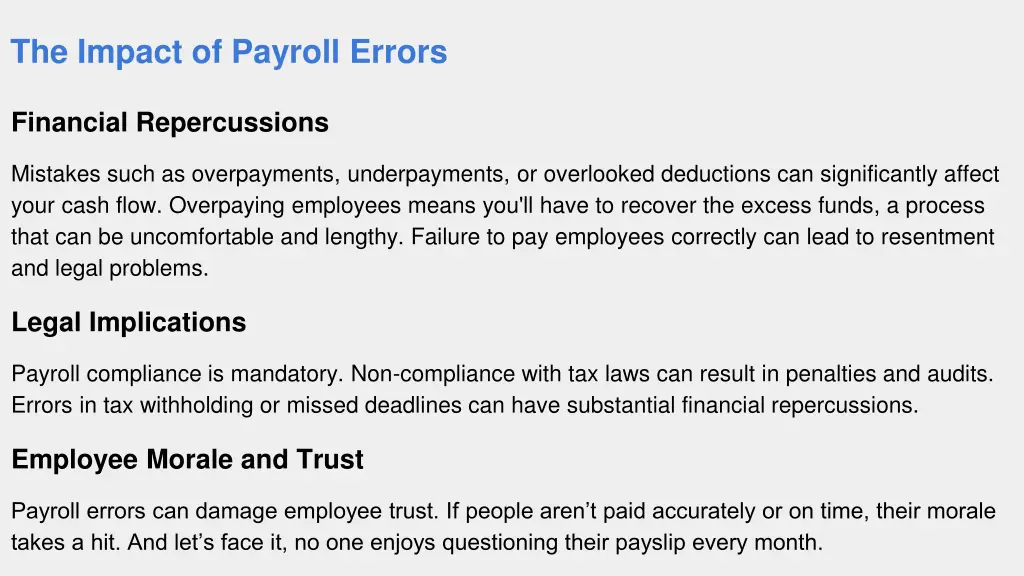 the impact of payroll errors