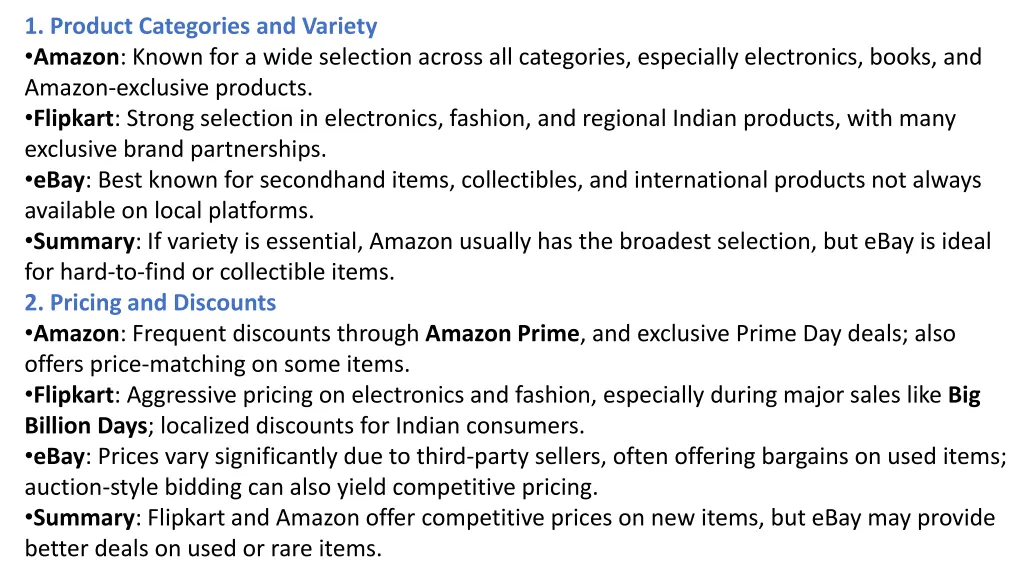 1 product categories and variety amazon known