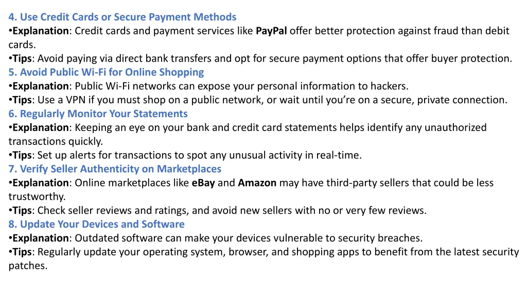 4 use credit cards or secure payment methods