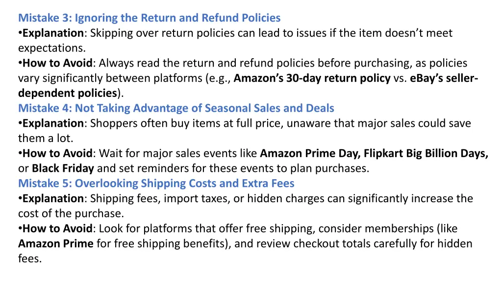 mistake 3 ignoring the return and refund policies