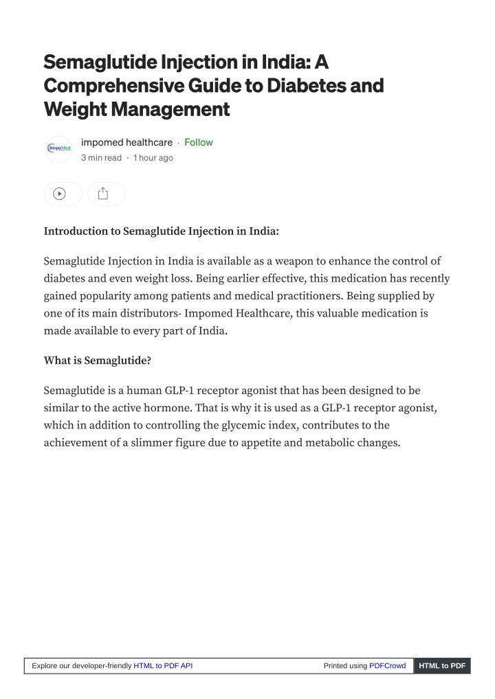 semaglutide injection in india a comprehensive