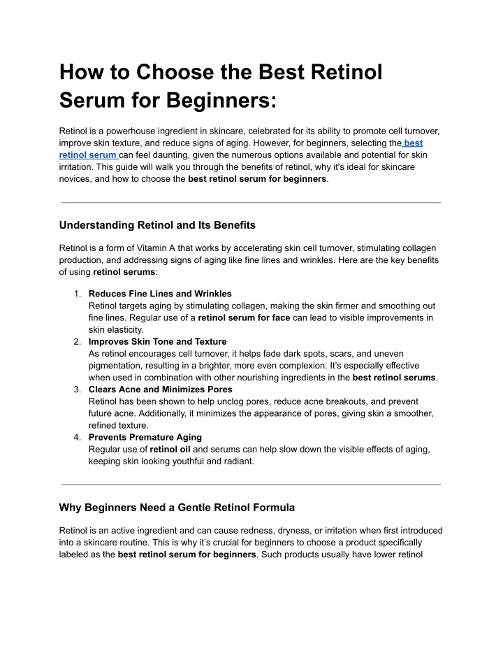 how to choose the best retinol serum for beginners