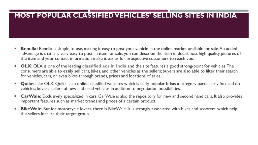 most popular classified vehicles selling sites