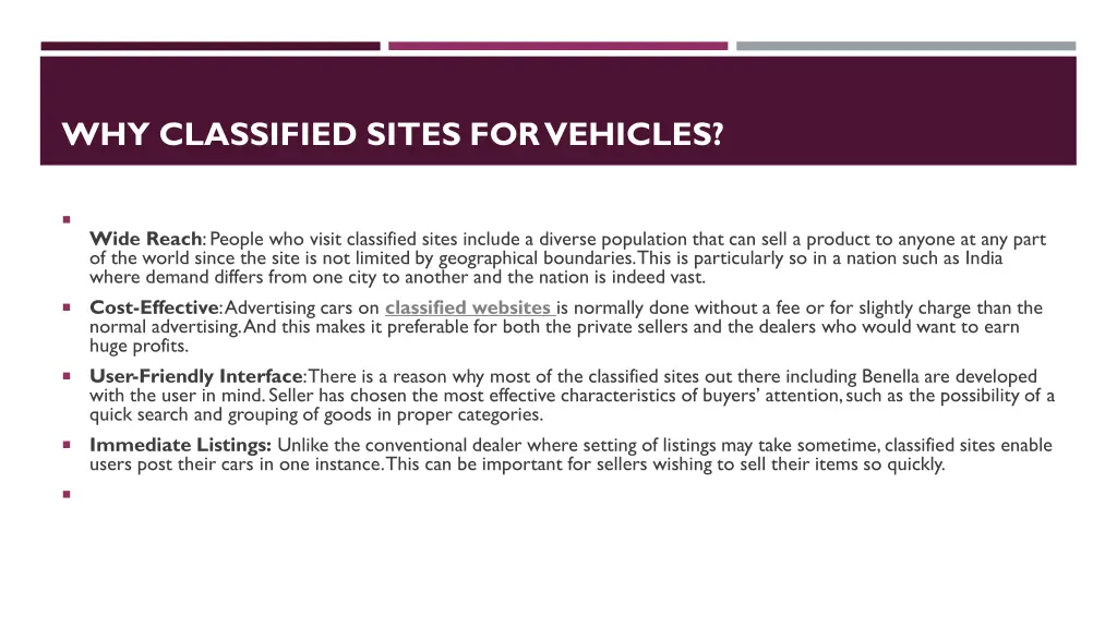 why classified sites for vehicles