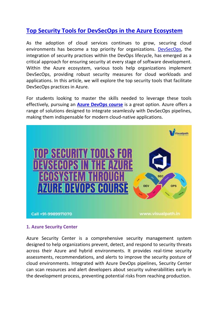 top security tools for devsecops in the azure