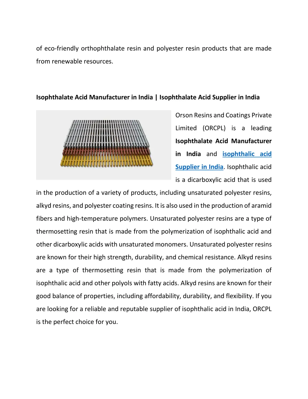 of eco friendly orthophthalate resin