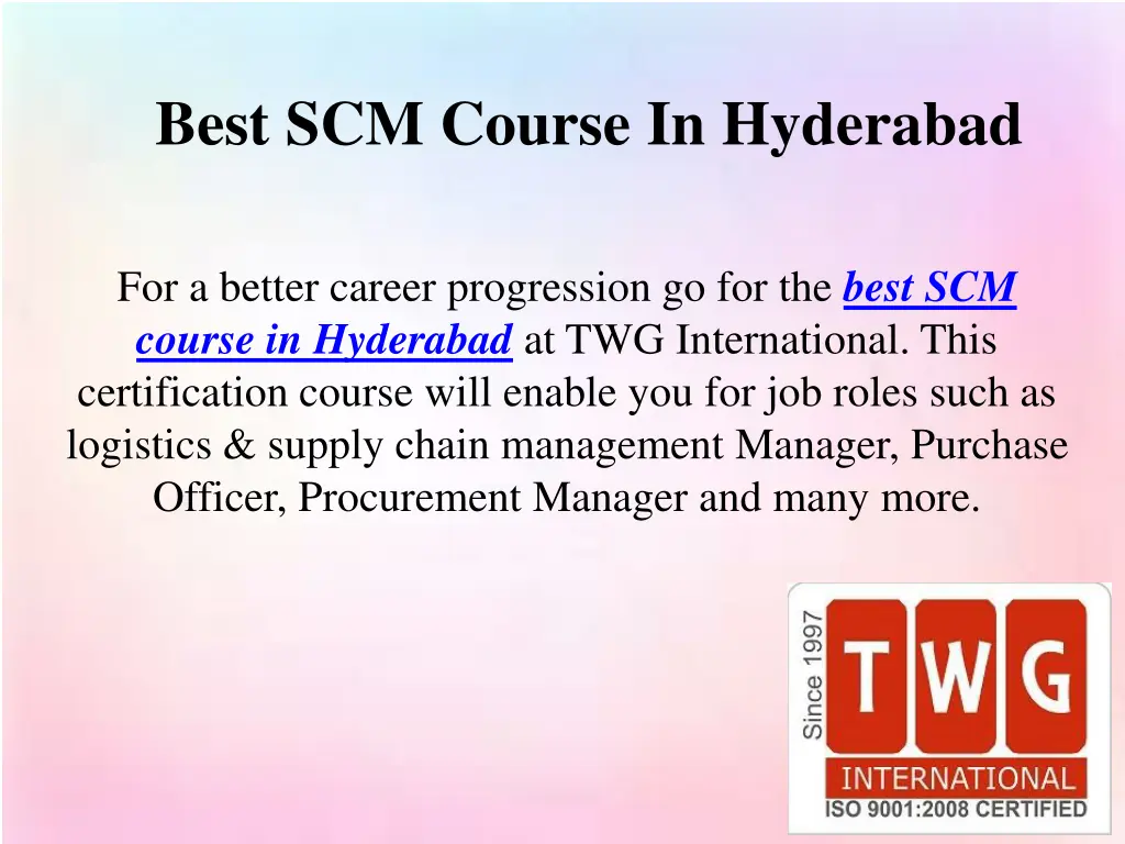 best scm course in hyderabad