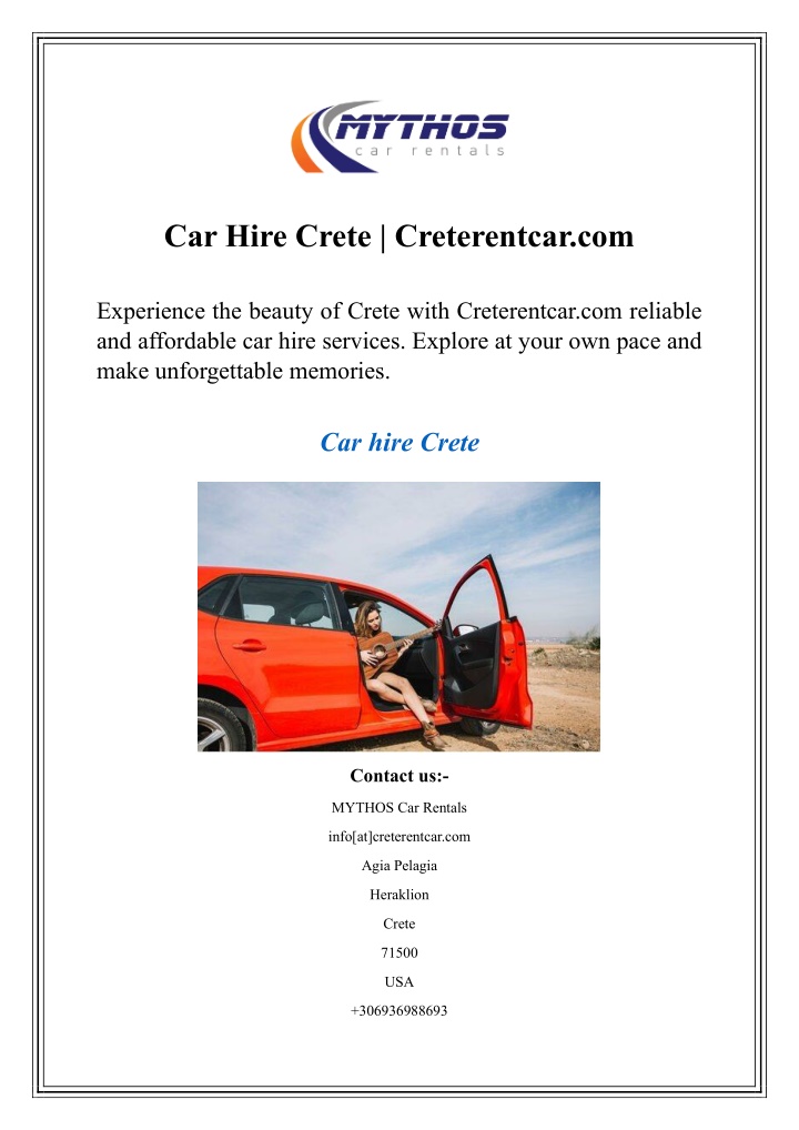 car hire crete creterentcar com