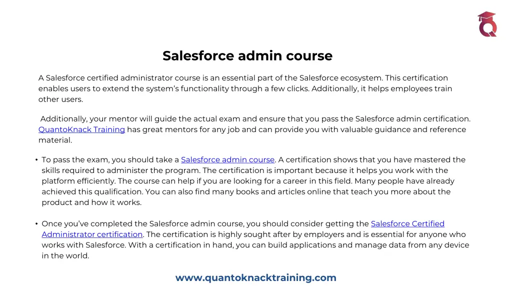 salesforce admin course