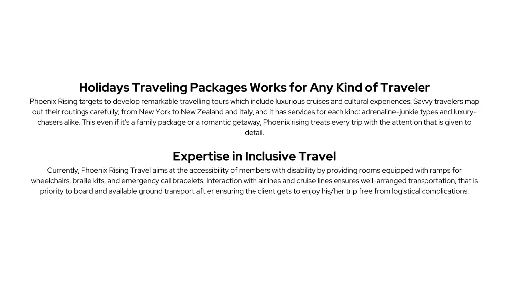 holidays traveling packages works for any kind