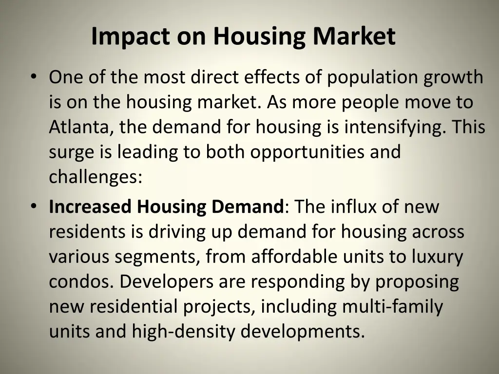 impact on housing market