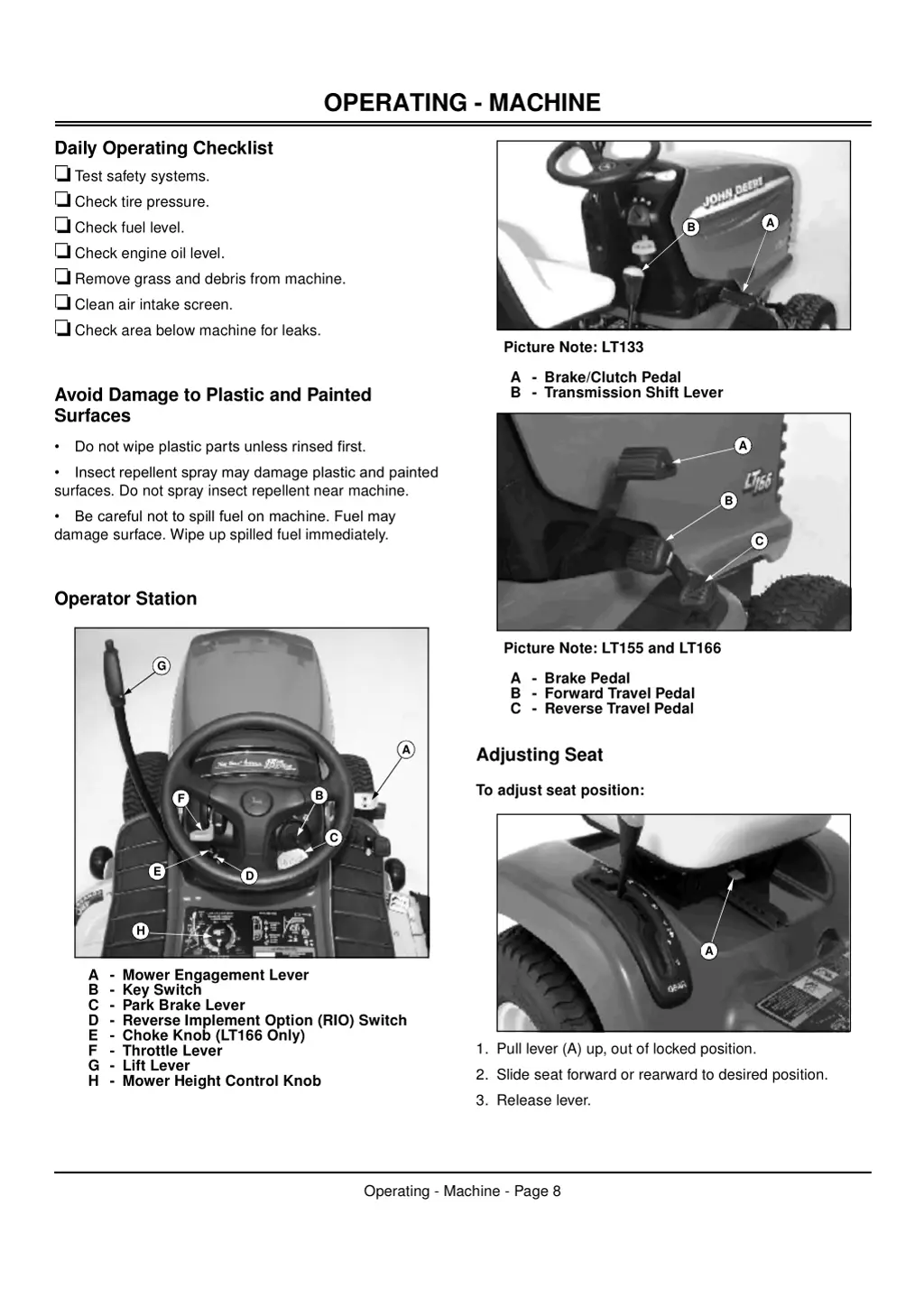 operating machine