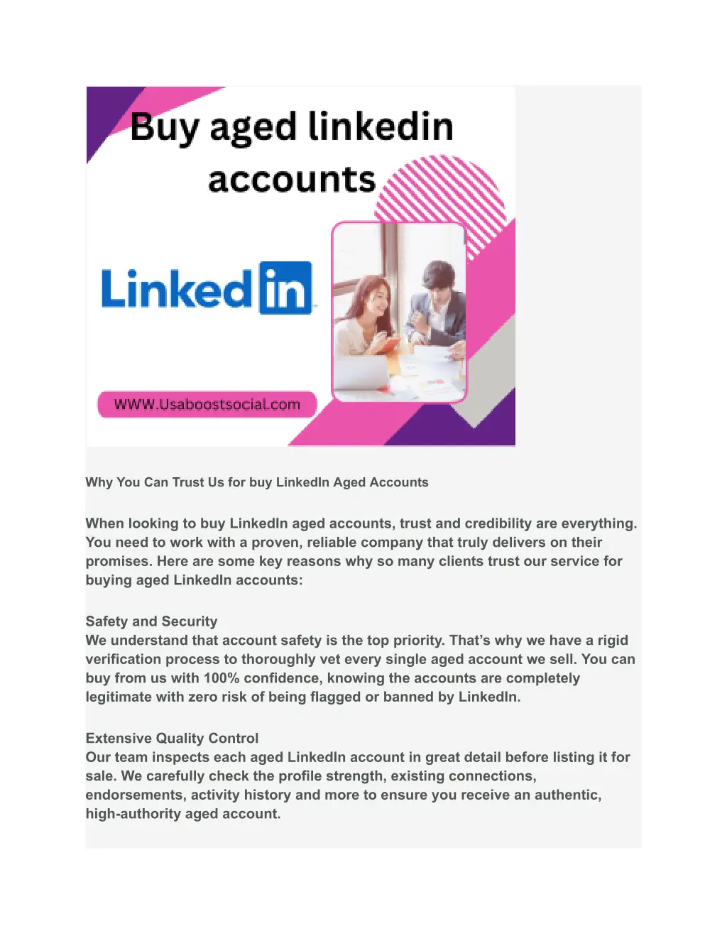 why you can trust us for buy linkedin aged