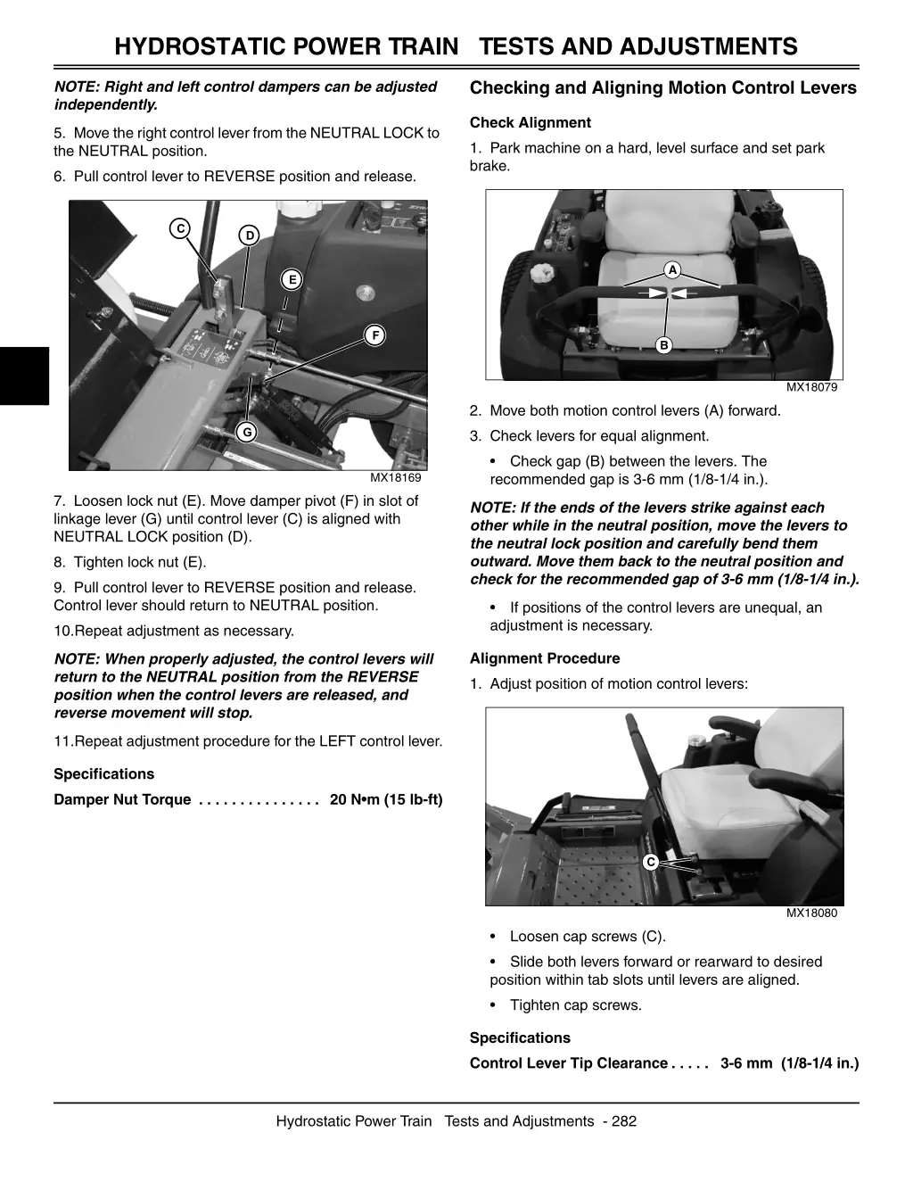 hydrostatic power train tests and adjustments 3