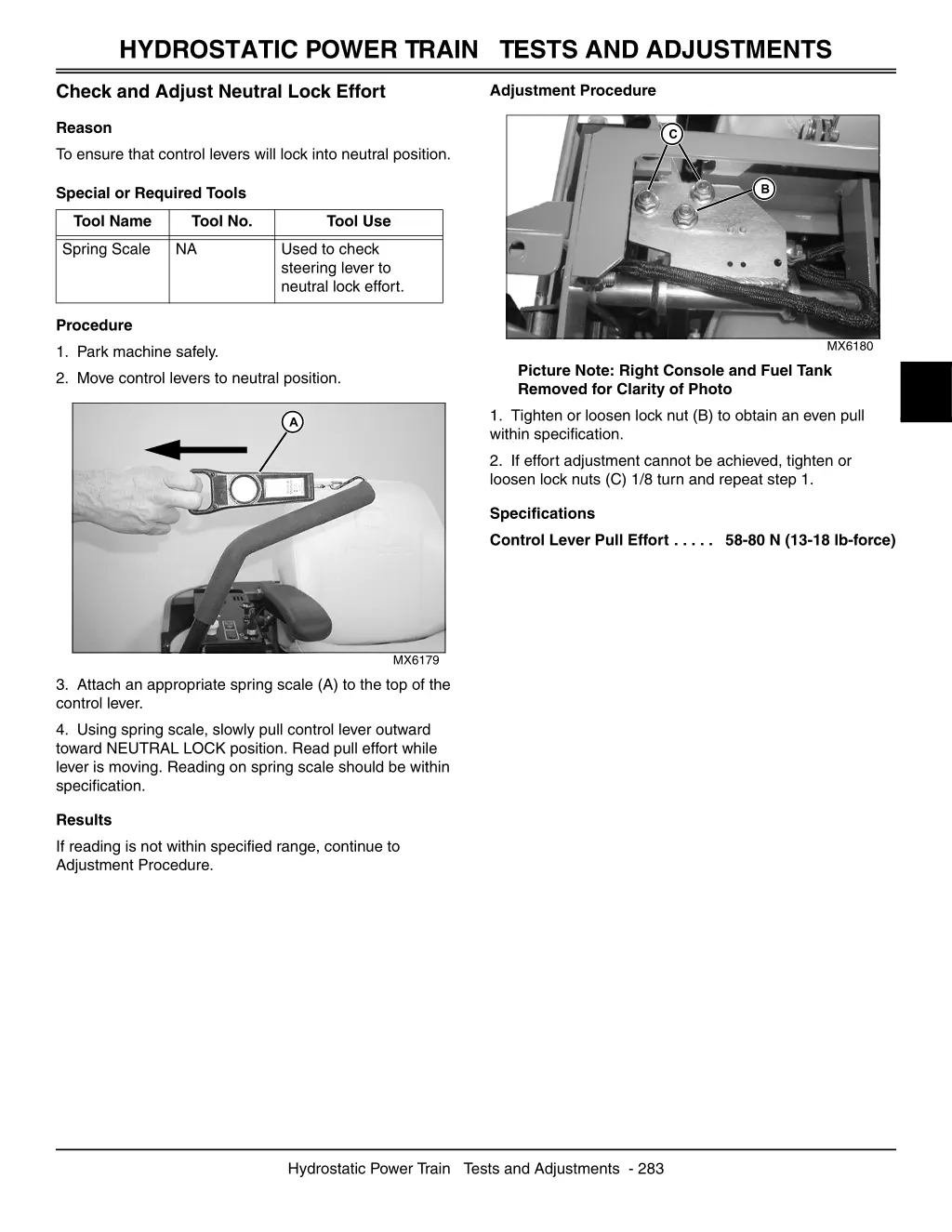 hydrostatic power train tests and adjustments 4