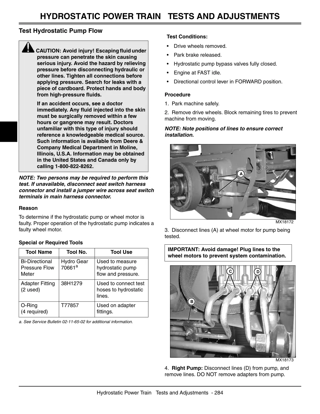 hydrostatic power train tests and adjustments 5