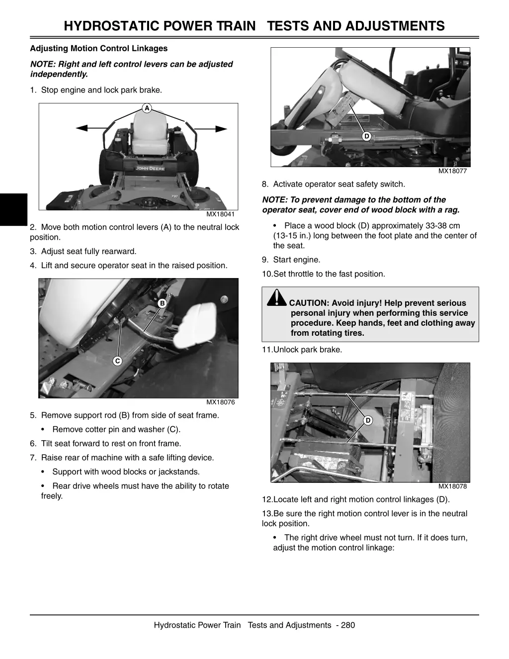 hydrostatic power train tests and adjustments 1