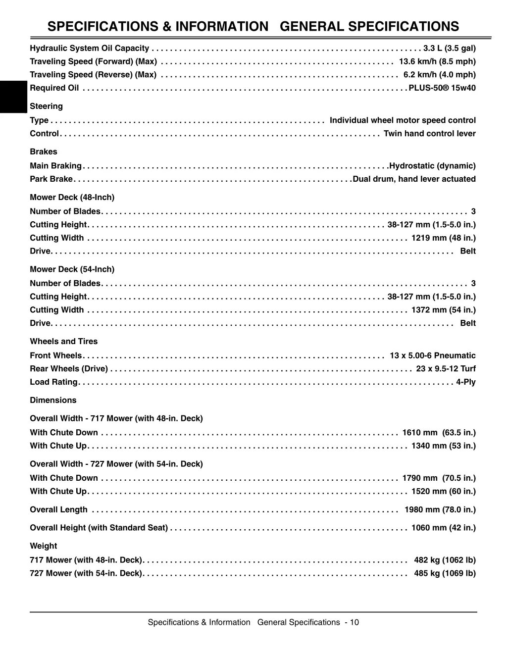 specifications information general specifications 1