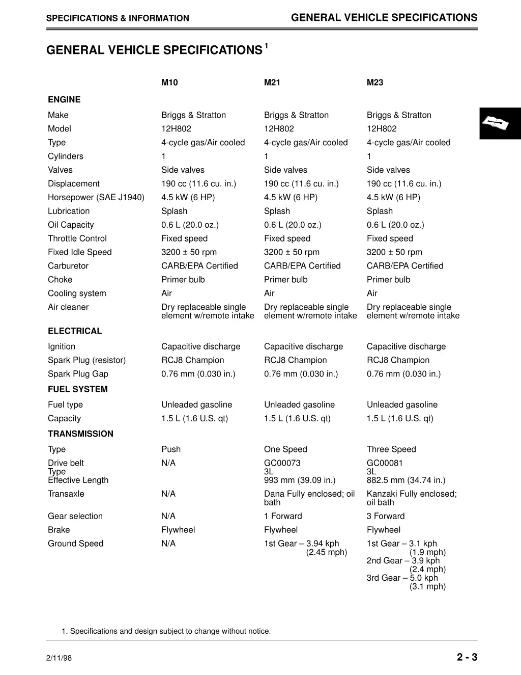 general vehicle specifications