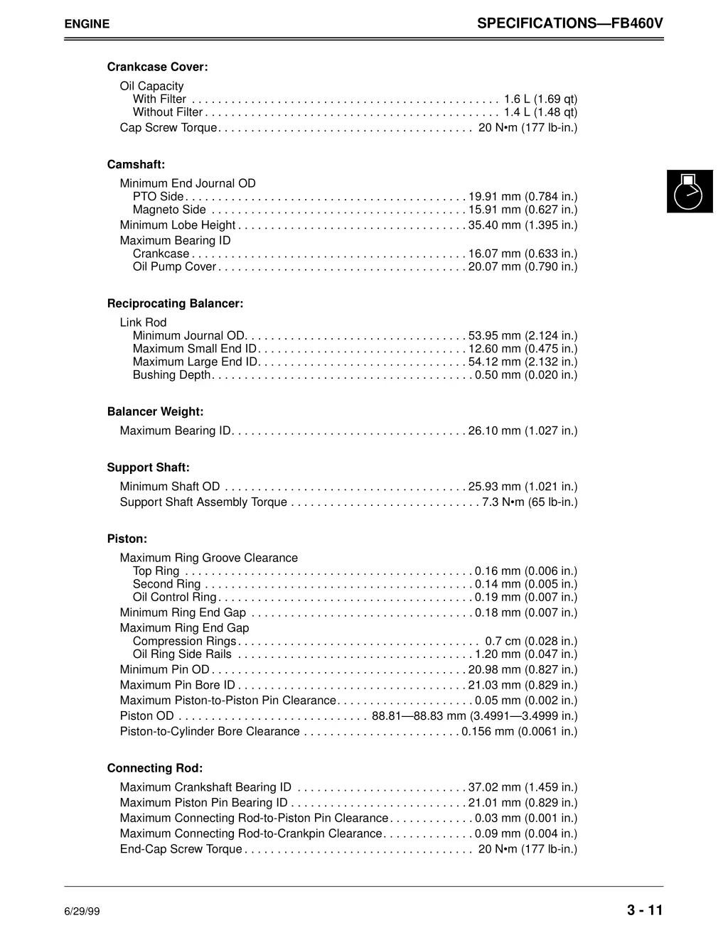 specifications fb460v 1