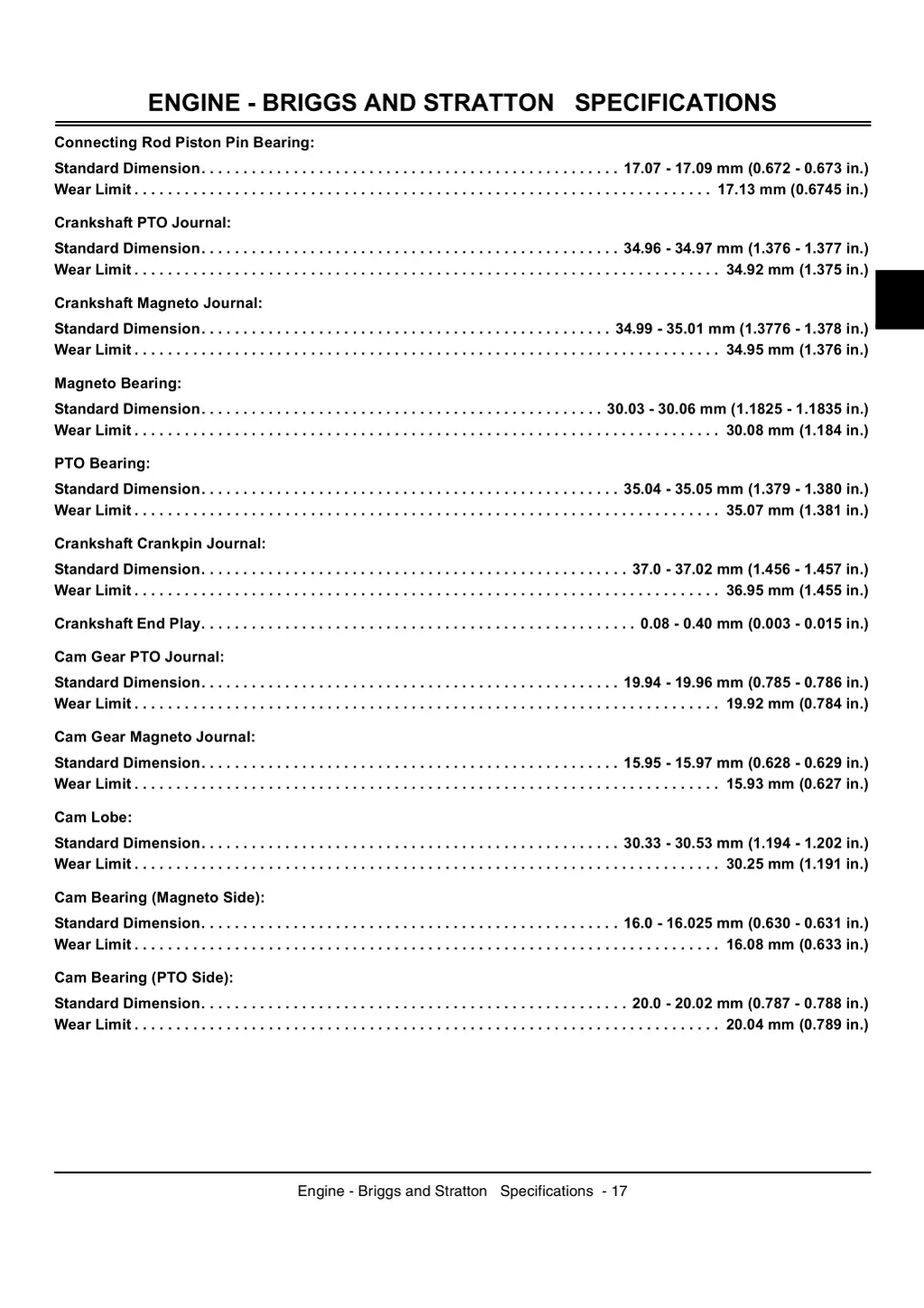 engine briggs and stratton specifications 2