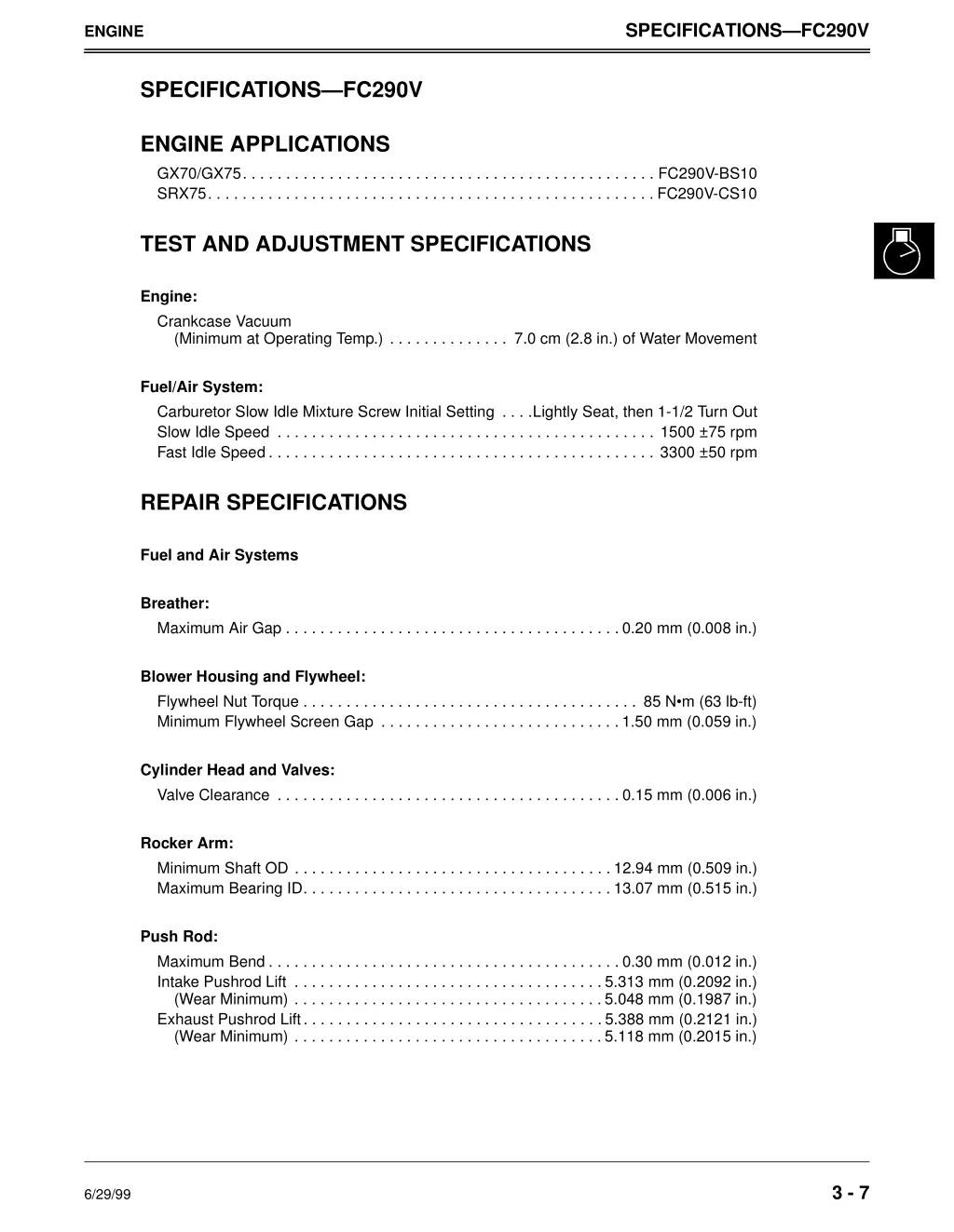 specifications fc290v