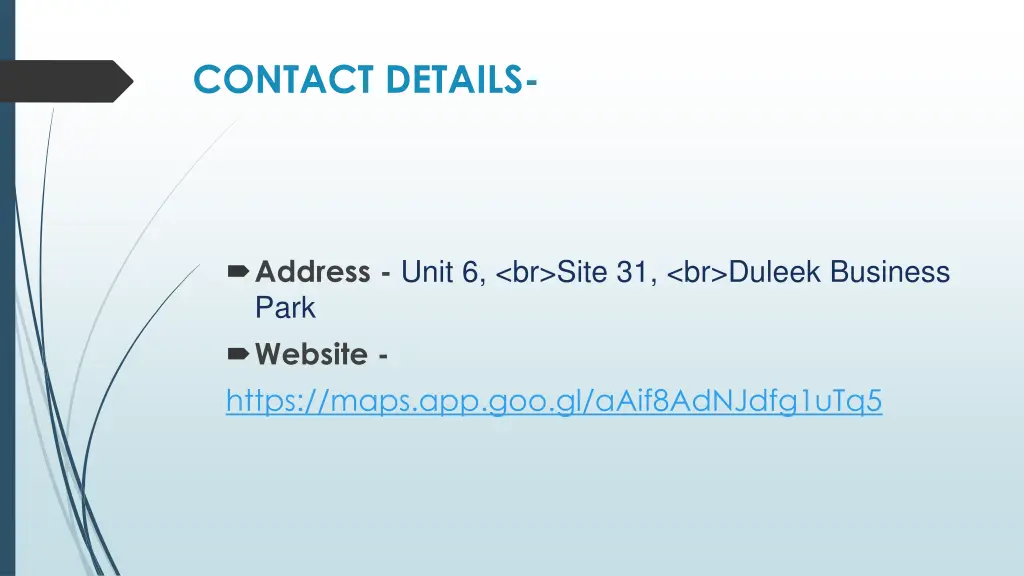 contact details