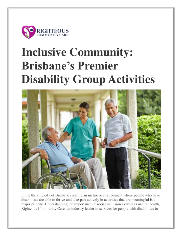 inclusive community brisbane s premier disability