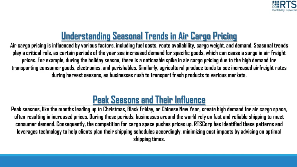 understanding seasonal trends in air cargo