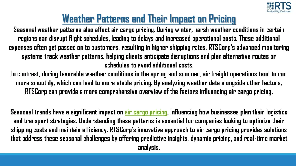 weather patterns and their impact on pricing