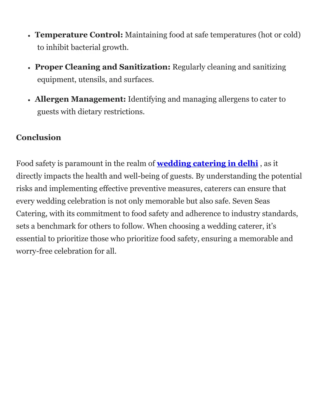 temperature control maintaining food at safe