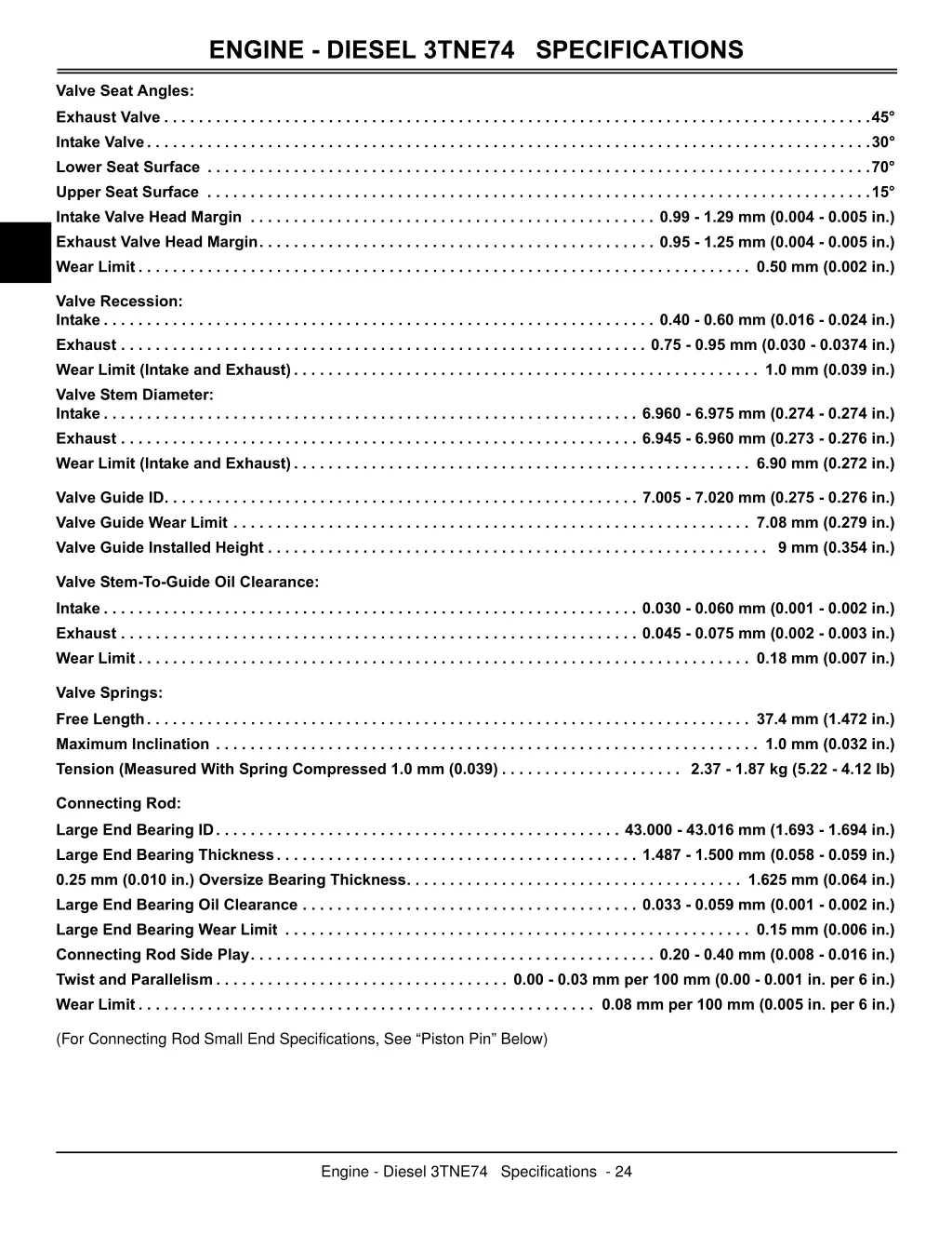 engine diesel 3tne74 specifications 1