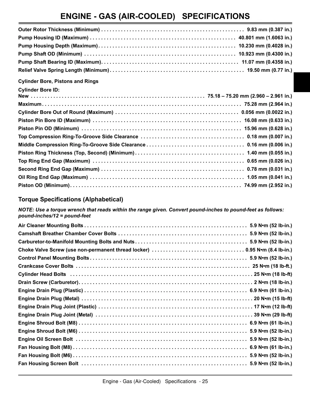 engine gas air cooled specifications 2