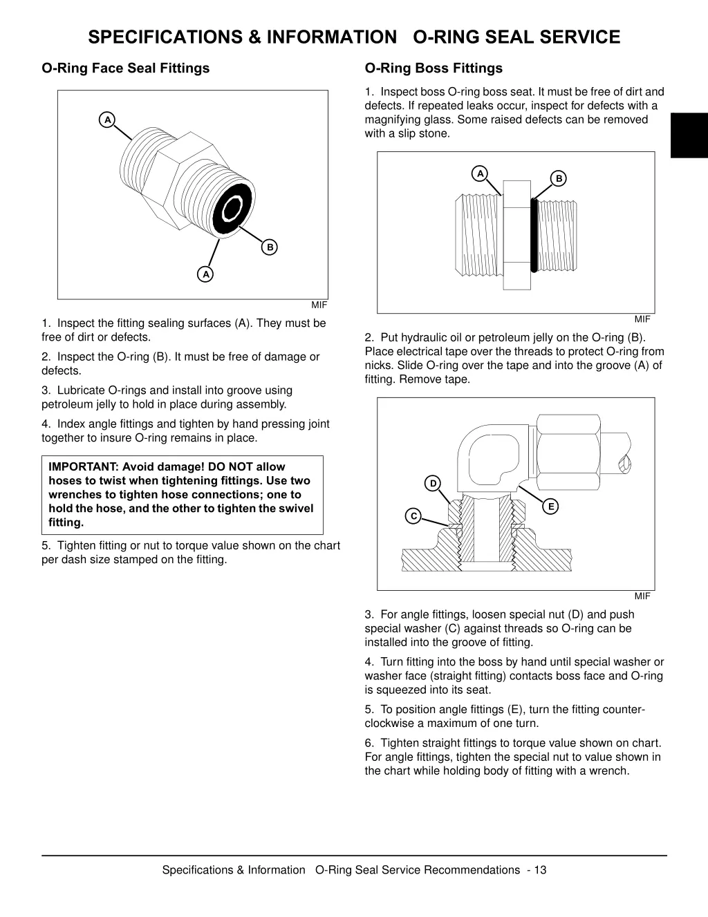 specifications information o ring seal service 2