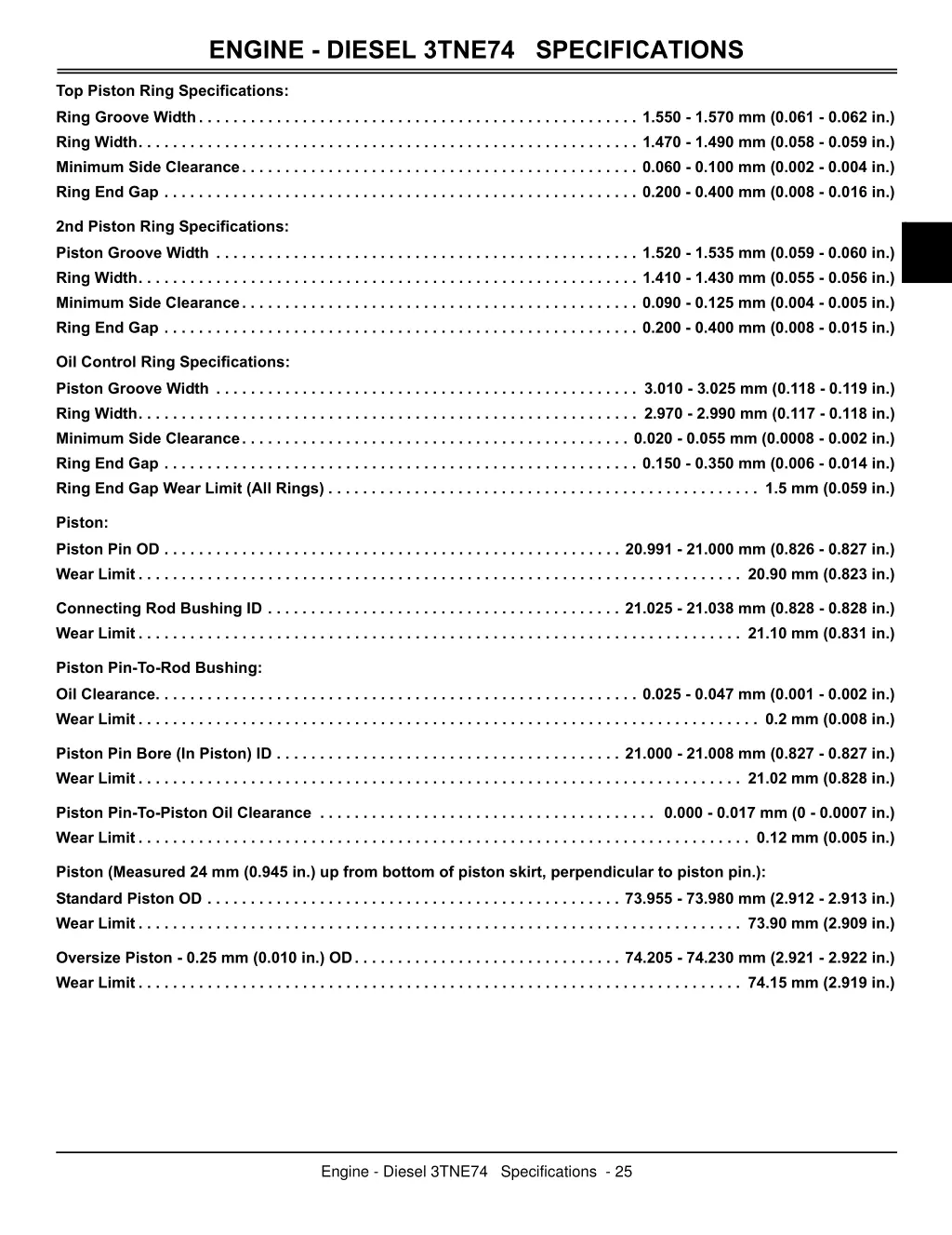 engine diesel 3tne74 specifications 2