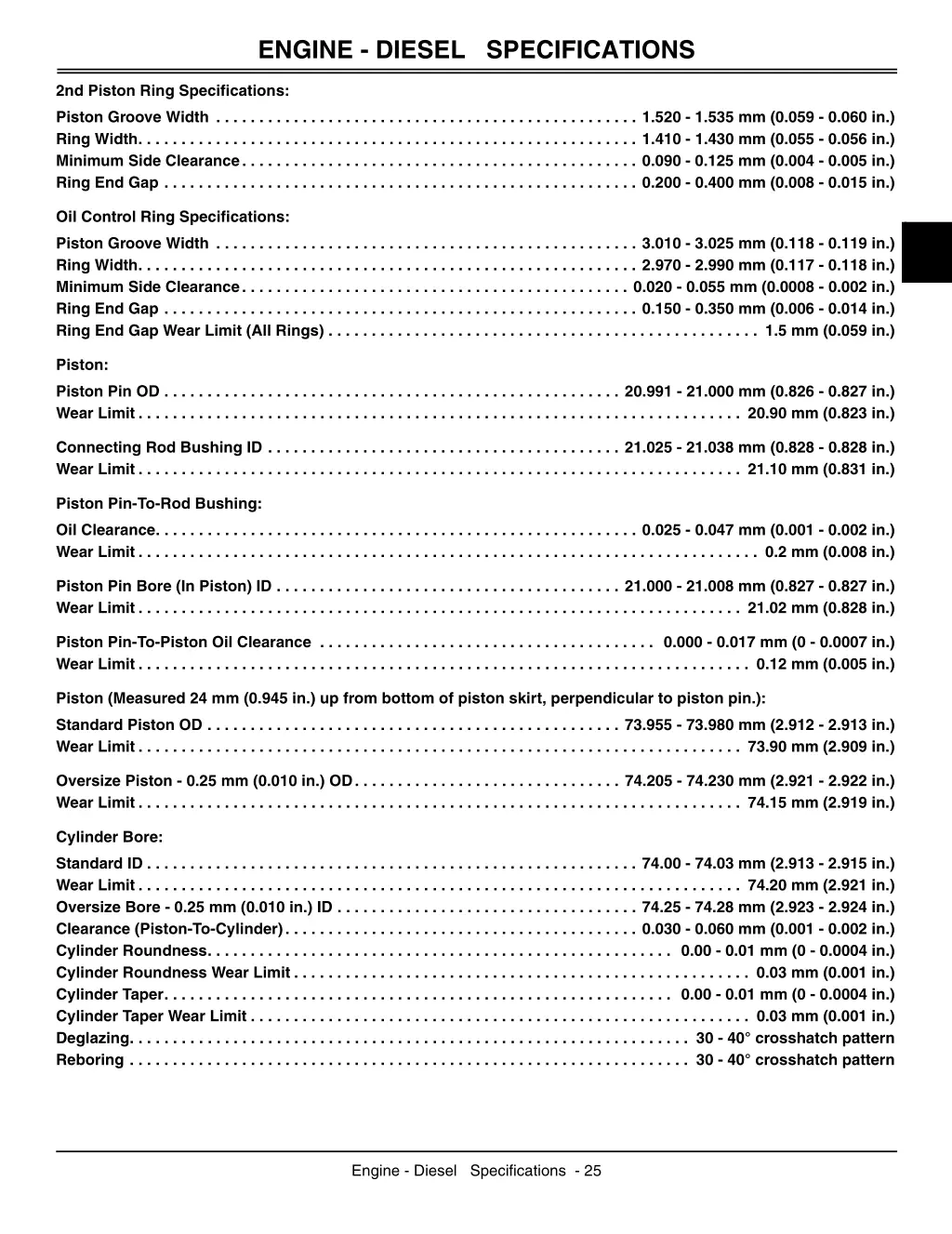 engine diesel specifications 2