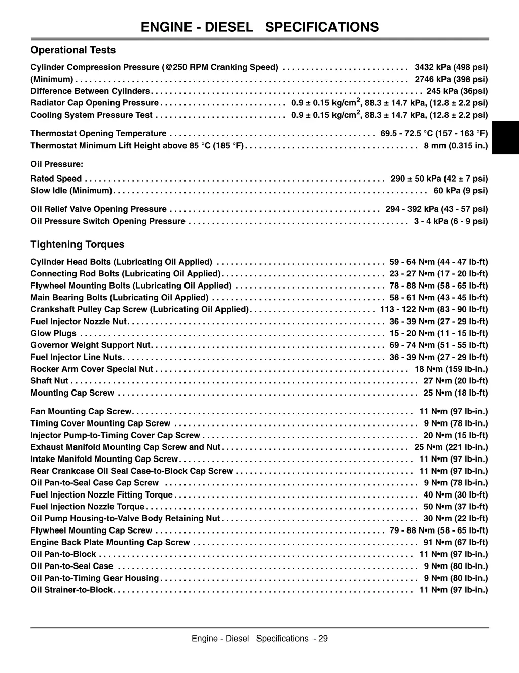 engine diesel specifications 6